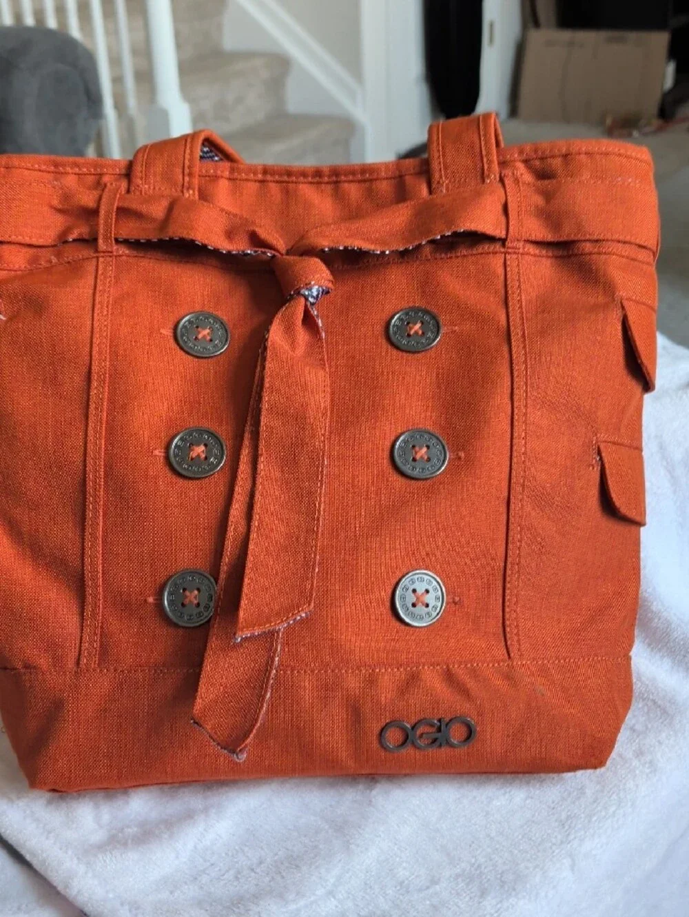 OGIO Rust Orange Canvas Tote with Button Accents